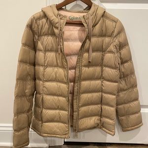 Tan/pink Calvin Klein packable lightweight jacket